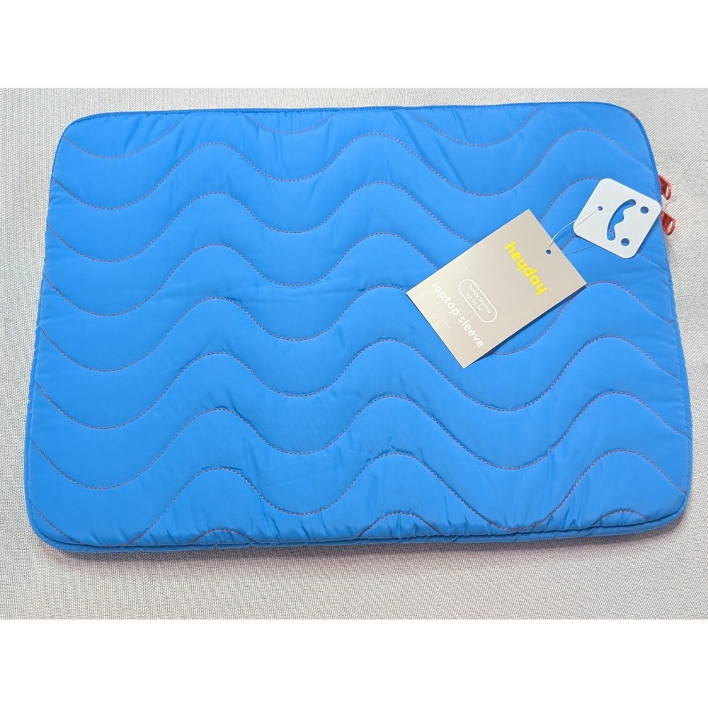 heyday Laptop Sleeve Unisex 14in Bright Blue NWT Quilted Wavy Padded